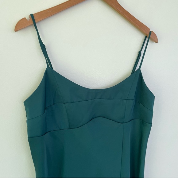 A New Day Emerald Green Midi Satin Slip Dress M Medium Adjustable Straps - Picture 5 of 10